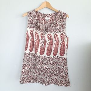 Croft & Barrow Pink, White, & Black Paisley Sleeveless Top